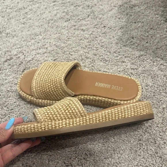 Woven Slide Platform Sandals - Beige - Picture 4 of 6